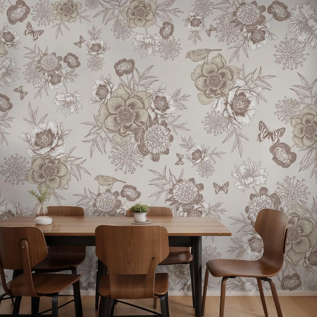 Fototapeta - Vintage Flowers (196x136 cm)