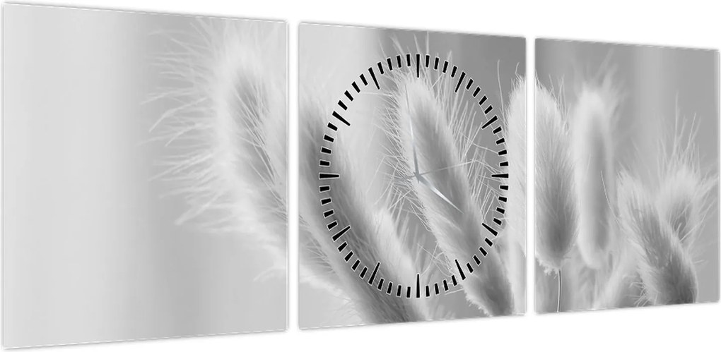 Obraz - Trawa z króliczym ogonkiem (z zegarem) (90x30 cm)