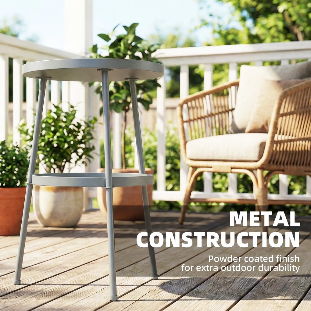 Outsunny Stolik Ø36 cm, stolik balkonowy z metalu, stolik pomocniczy na taras, okrągły stolik ogrodowy na balkon, taras, ogród, ciemnoszary | Aosom PL