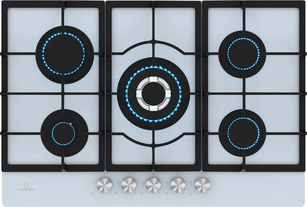Klarstein Ignito 75cm Płyta gazowa 5 palników Biały