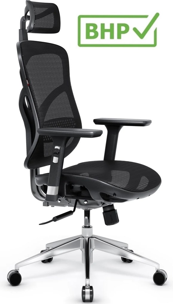 Fotel biurowy Diablo V-Basic, zgodny z normą BHP, kolor czarny