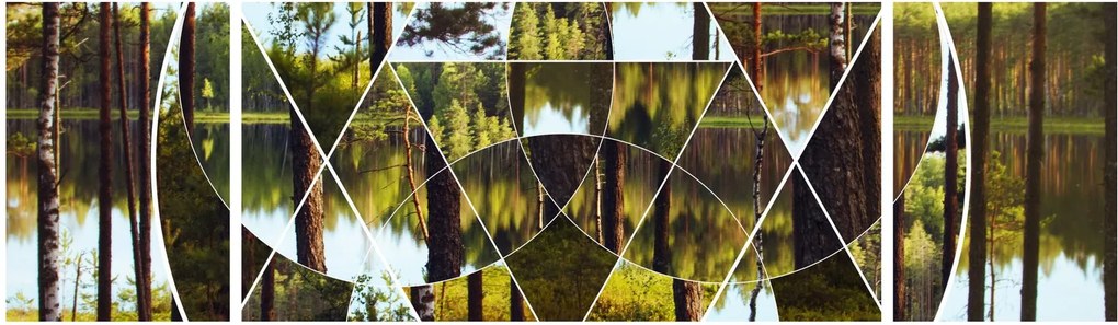 Obraz - Geometryczny kolaż na tle nordyckich lasów (170x50 cm)
