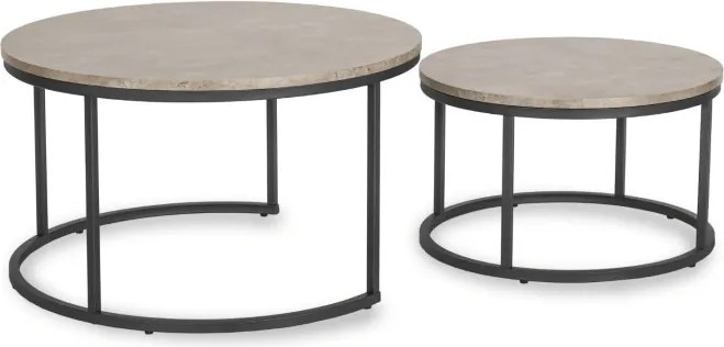 Zestaw Stolików Kawowych ROCKY MAX 60 cm/80 cm Szary Beton Nowoczesny Loft