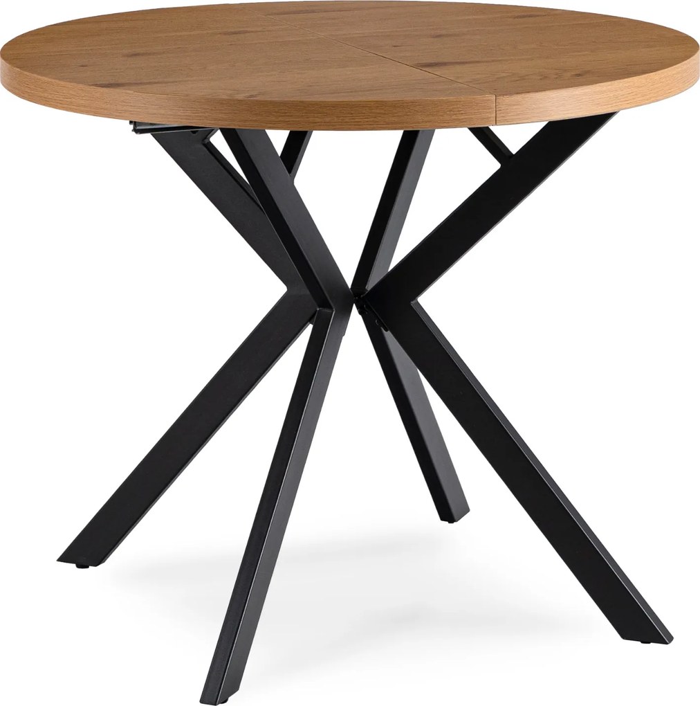 Stół rozkładany w stylu industrialnym Lugo 90-190 cm, dąb złoty/czarny
