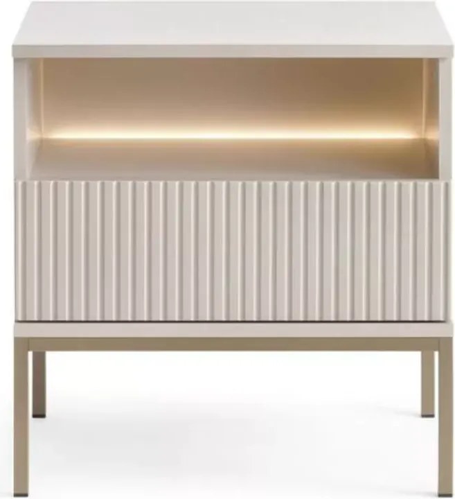 Stolik nocny Shark 54 cm nowoczesny ryflowany MDF szafka nocna do sypialni elegancka z ABS