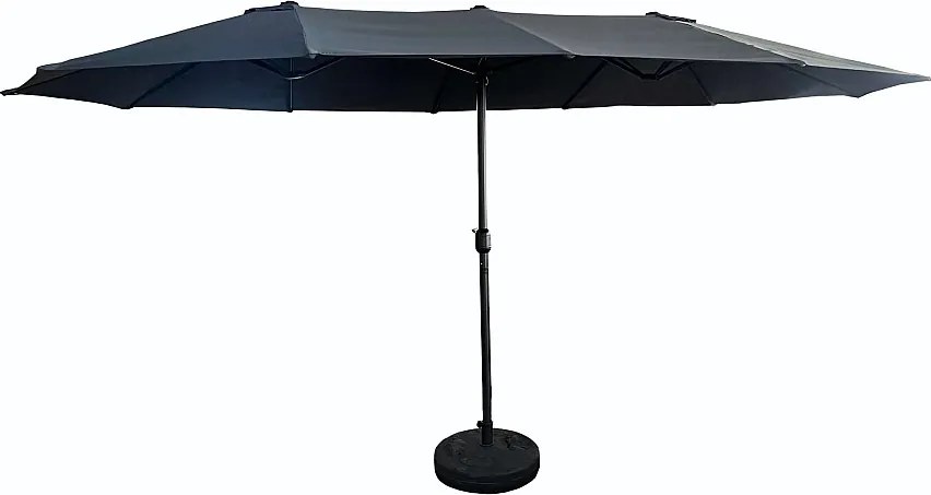 Podwójny parasol ogrodowy TILIA w kolorze ciemnoszarym waga 12,3 kg wymiary 460x270x245 cm