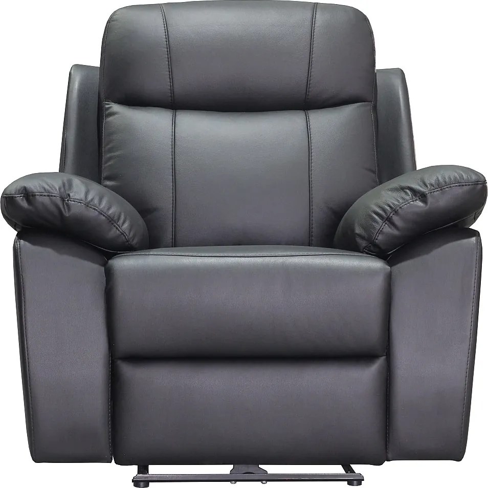 Fotel z elektryczną funkcją relaks ze skóry w kolorze czarnym VIPINO