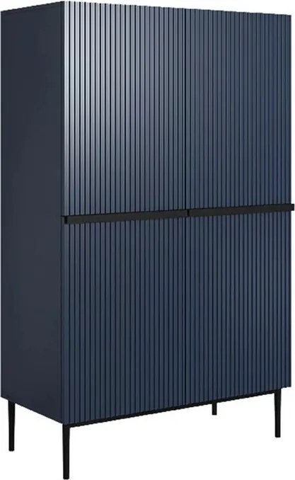Kredens Nicole z metalowymi uchwytami i nogami 100 cm - granat / czarne nóżki - Limitowana oferta