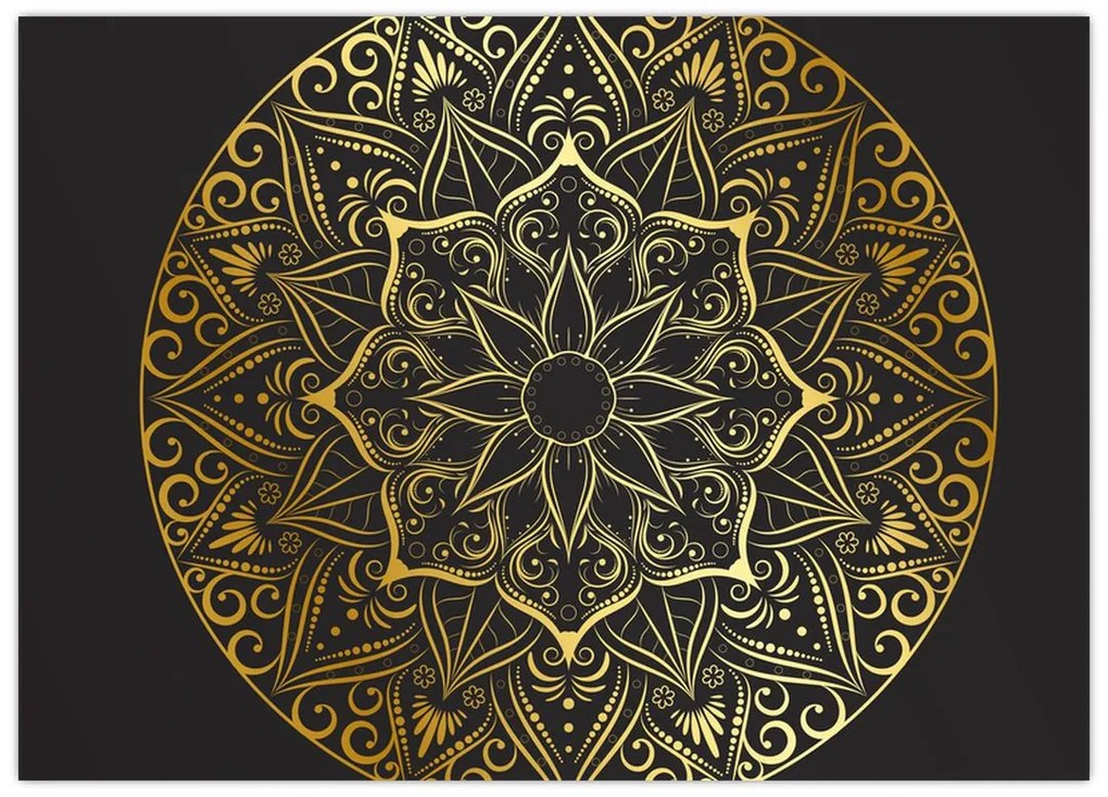Obraz na szkle złotej abstrakcji (70x50 cm)