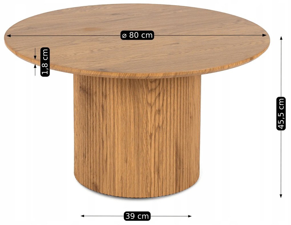 Stolik Kawowy MAYLIN MAX 80 cm Dąb Nowoczesny Loft