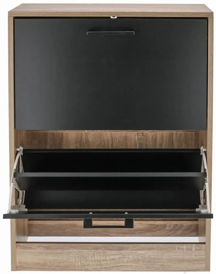 Dwukomorowa nowoczesna szafka na buty czarny naturalny + Z5-L14