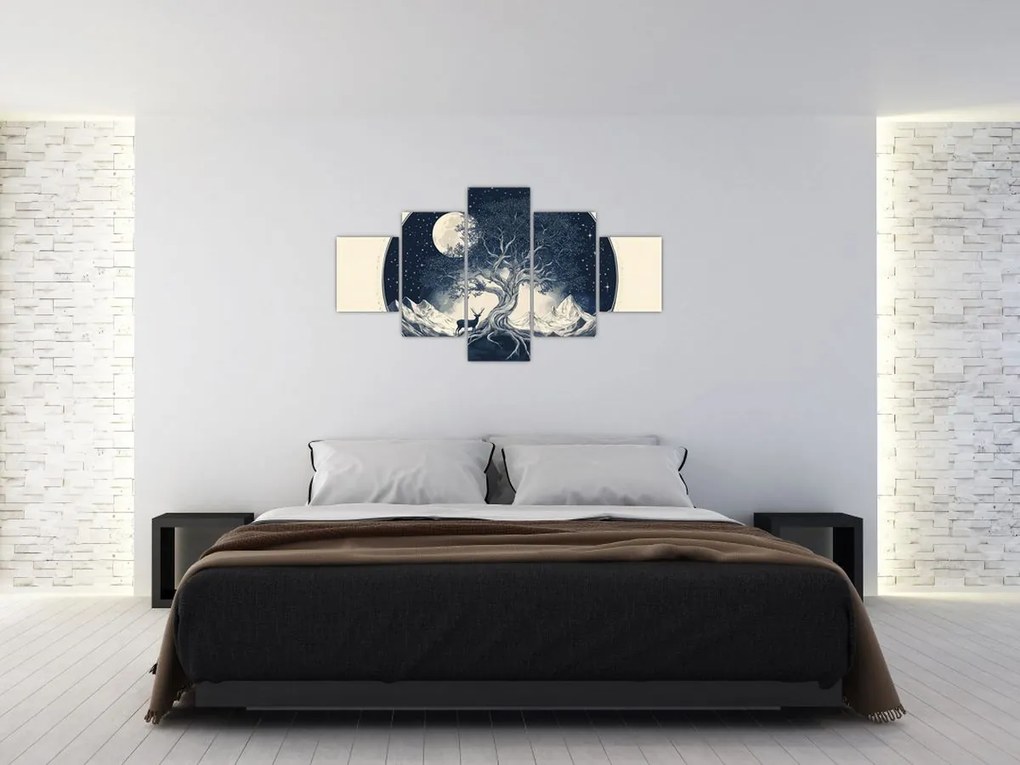 Obraz – Magiczne drzewo z jeleniem I. (125x70 cm)
