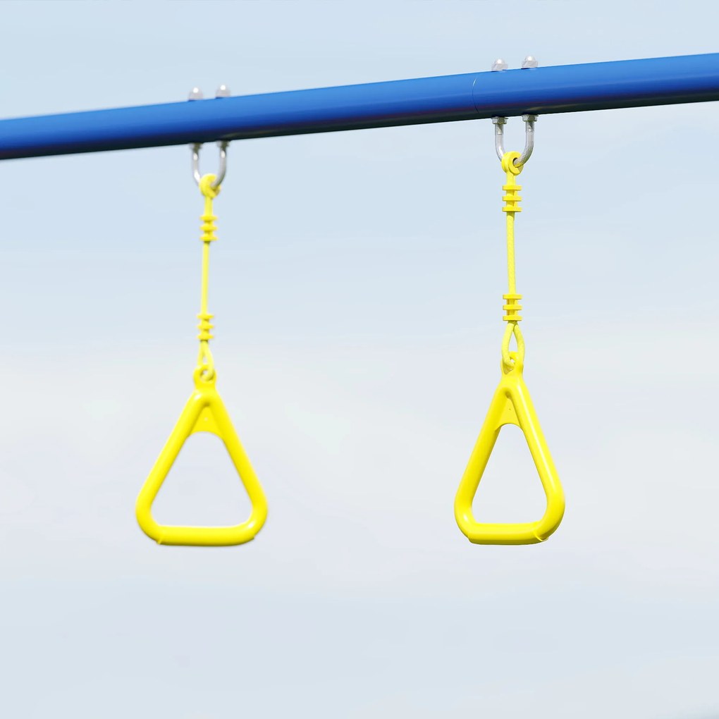 AIYAPLAY Stelaż huśtawki do 150 kg 3-w-1 huśtawka klasyczna, obręcze gimnastyczne, huśtawka stojąca, 285x160x181 cm | Aosom PL