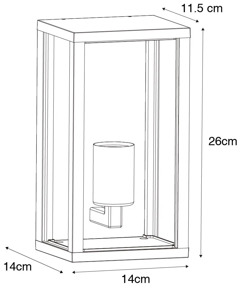 Lampa ścienna zewnętrzna czarna z żebrowanym szkłem IP44 - Charlois