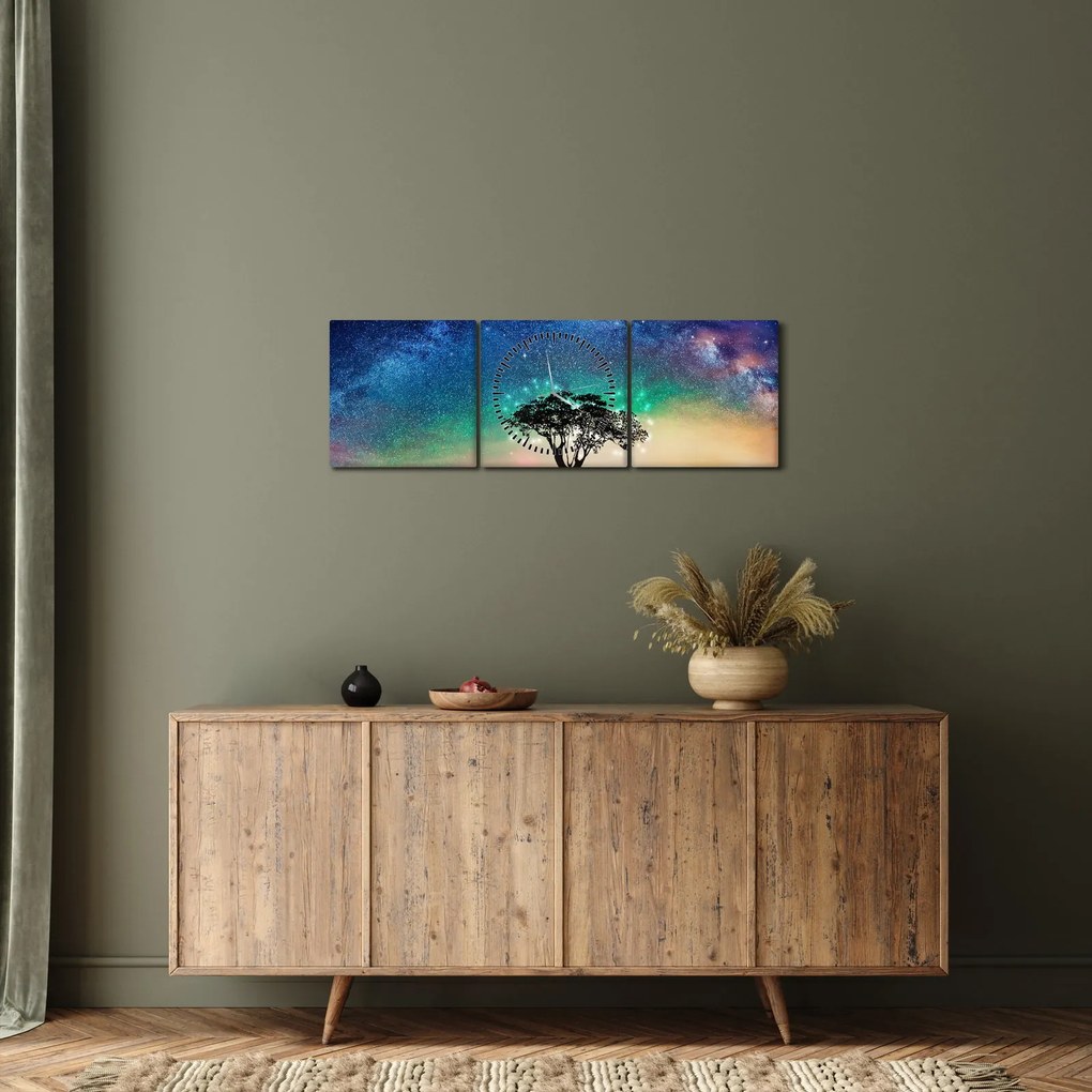 Obraz - Odpoczynek pod gwiazdami (z zegarem) (90x30 cm)