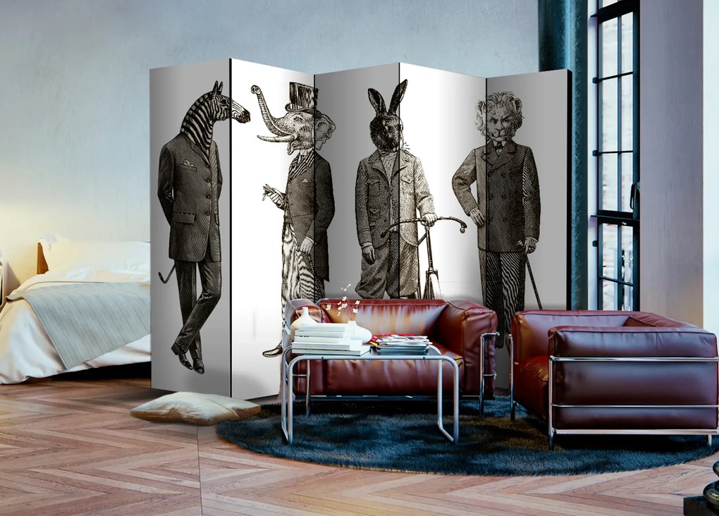 Parawan jednostronny Ludzie 225x172 cm 5-częściowy szary ARTGEIST B