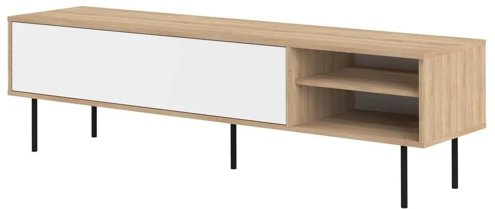 Biała szafka pod TV w dekorze dębu 165x40 cm Ampère – TemaHome