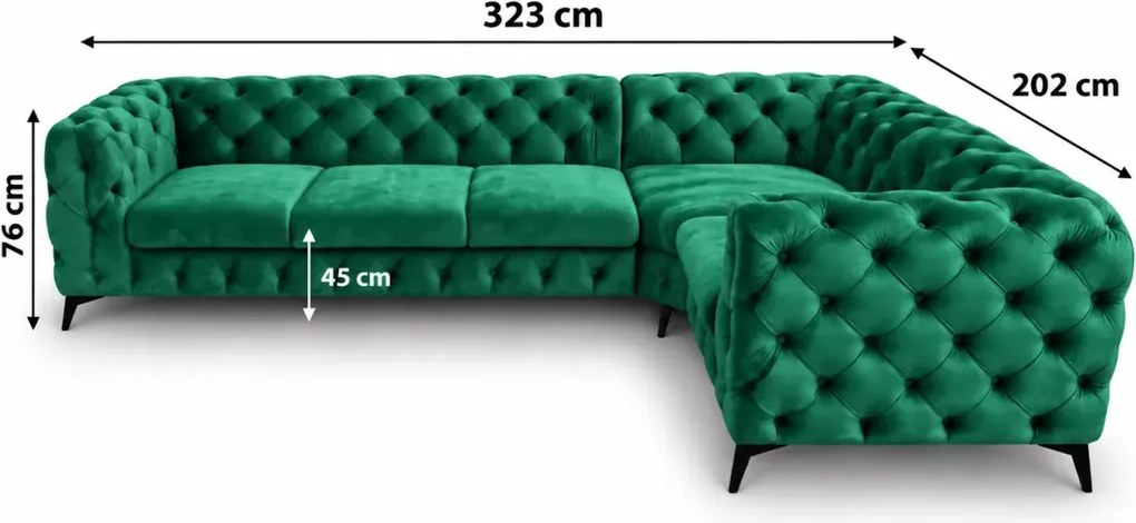 Narożnik Moet 323x202 pikowany glamour luksusowy do salonu personalizowany