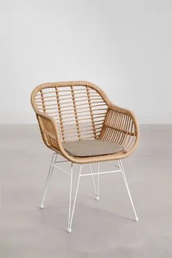 Krzesło Ogrodowe Z Wikliny Syntetycznej Zole Biała & Mokka Brąz - Sklum