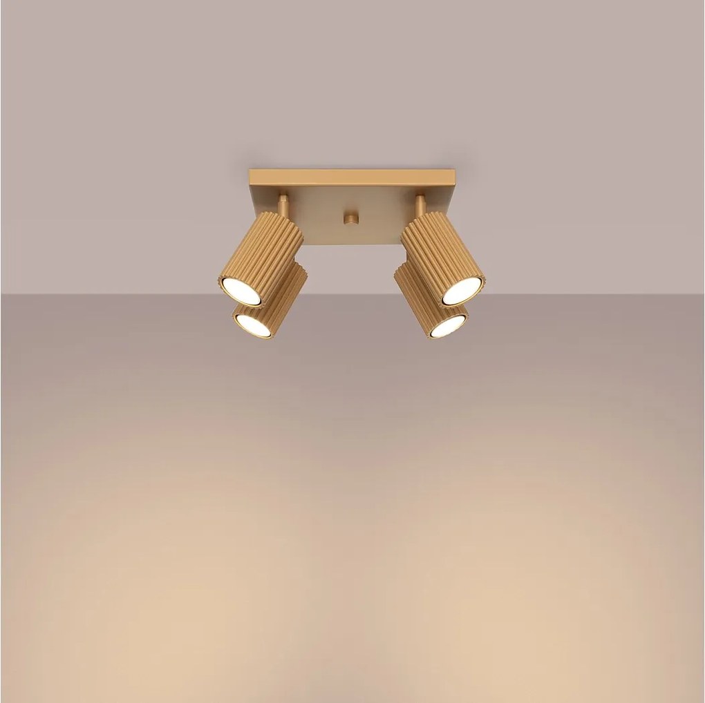 Lampa sufitowa minimalistyczny Gloow, aluminium - 4 źródło światła 3000K - L.25 x H.16.5 cm - złoty