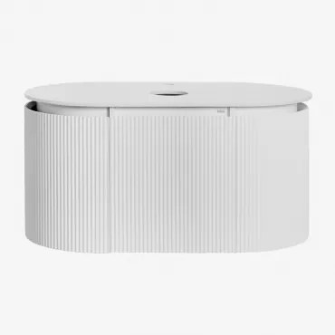 Zestaw Wiszących Mebli Łazienkowych Z Drewna Carsone Biała & Bez Jednostki Pomocniczej & Without Sink & Bezlusterkowiec & Bez Kranu - Sklum