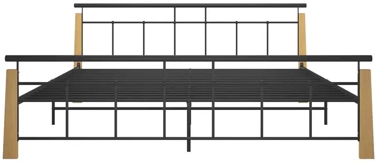 Metalowe łóżko czarny + jasny dąb 200x200 cm Avium