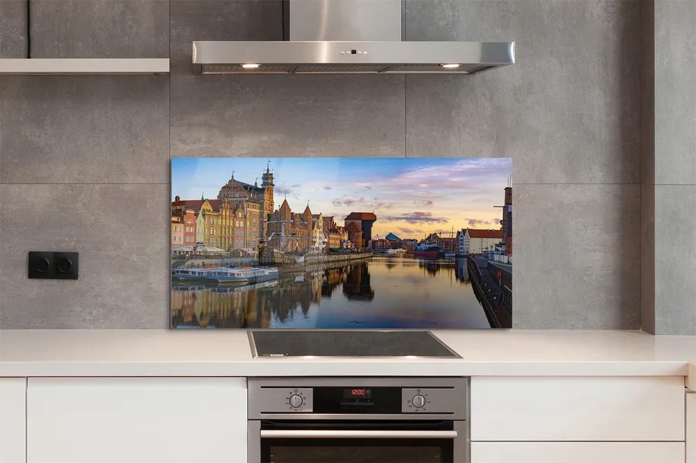 Panel Szklany Gdański Port o Wschodzie Słońca