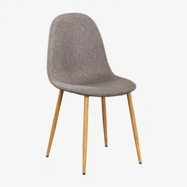 Krzesło Do Jadalni Tapicerowane Glamm Drewno Naturalne & Pościel Grey Taupe - Sklum