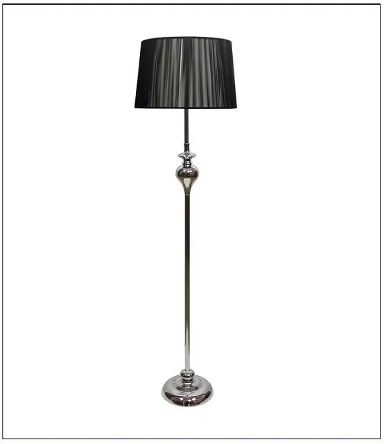 Czarna lampa stojąca z dekoracyjną stalową podstawą - 3X V165 P5-R58