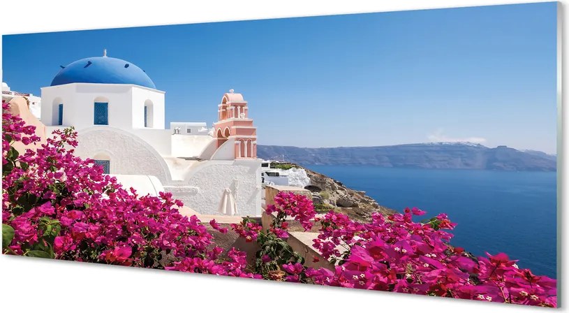 Panel szklany do Kuchni Kwiatowy Zakątek nad Morzem