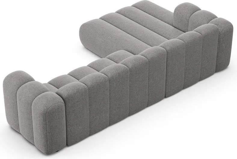 Szary narożnik z tkaniny szenilowej (lewostronny/z szezlongiem) Lupine – Micadoni