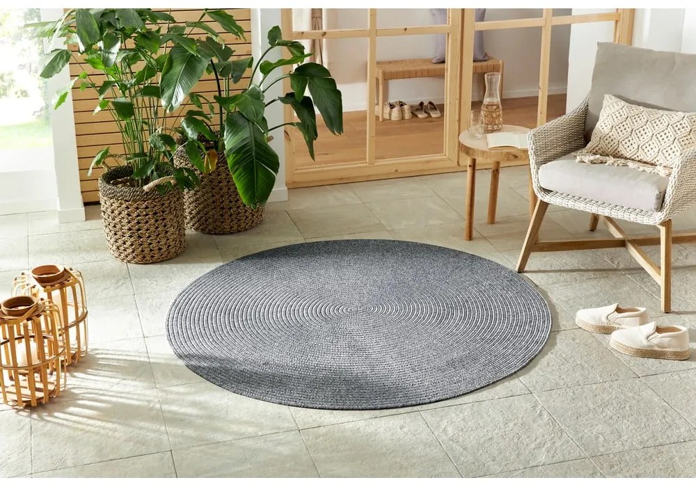 Szary okrągły dywan odpowiedni na zewnątrz ø 200 cm – NORTHRUGS