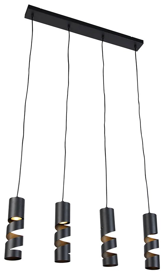 Moderne hanglamp zwart 4-lichts - Stream Nowoczesny Oswietlenie wewnetrzne