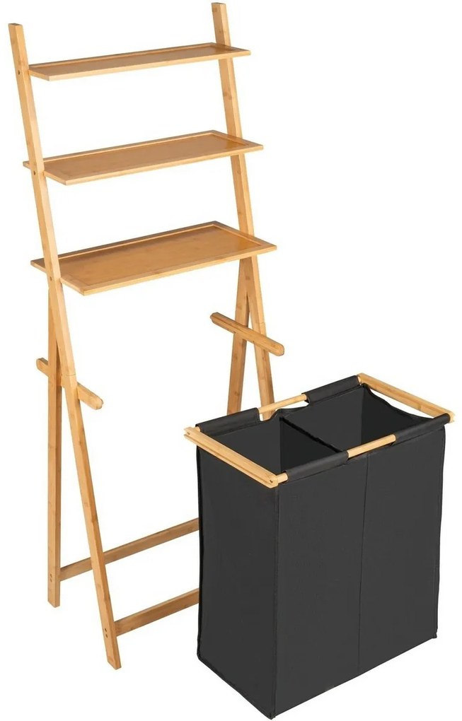 Wenko Regał drabinkowy z koszem na pranie Ecori, 152 x 35 x 57 cm
