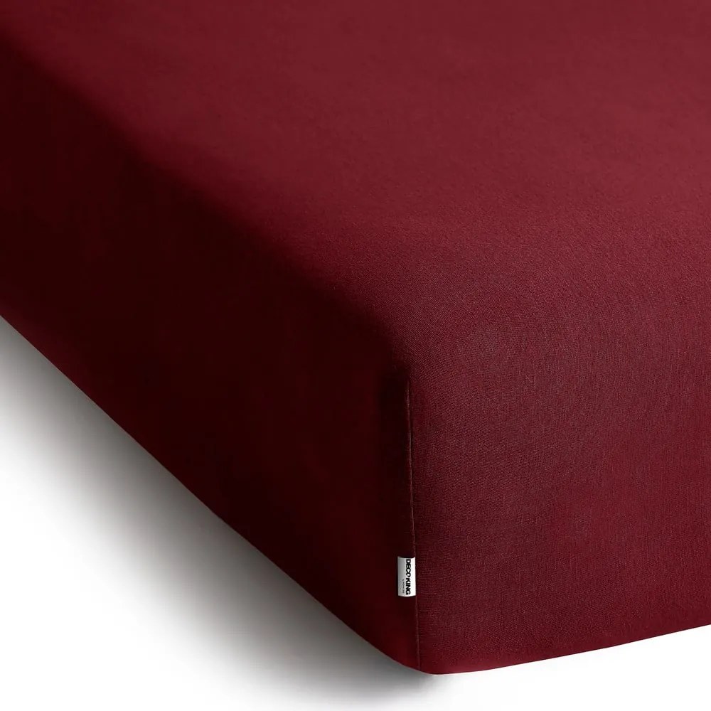 Bordowe dżersejowe prześcieradło z gumką 120x200 cm Amber – Restilo