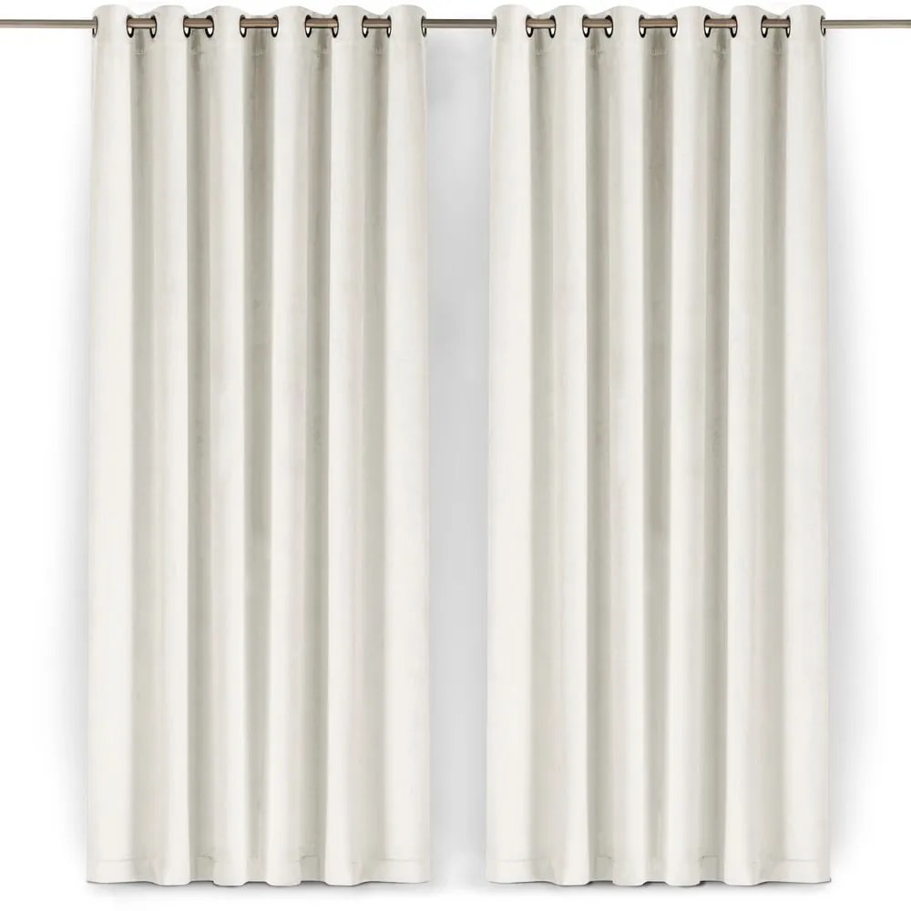 Kremowa aksamitna zasłona częściowo zaciemniająca (dimout) 400x175 cm Velto – Filumi
