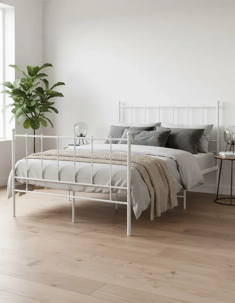 Białe metalowe łózko w stylu loftowym 120x200 cm F6-G14