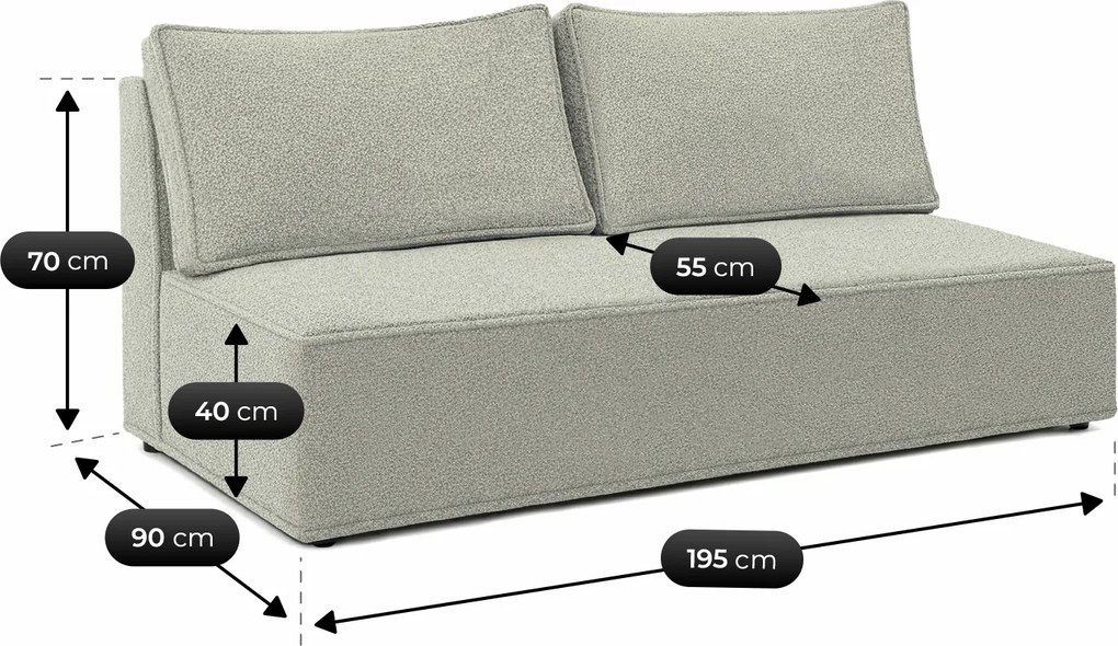 Sofa z Funkcją Spania MAVIA Szara Boucle Nowoczesna