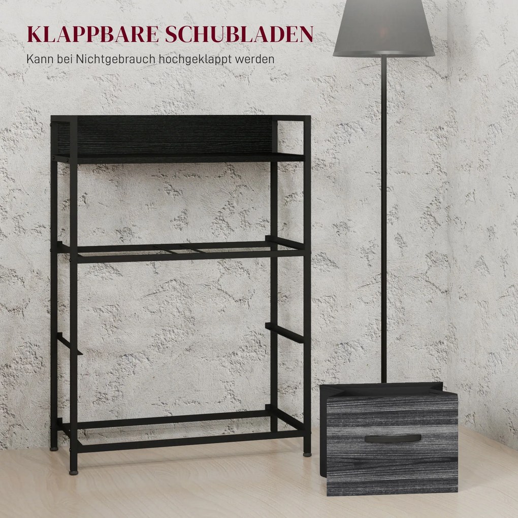 HOMCOM Komoda, sideboard, 4 tkaninowe szuflady, industrialny design, 60x29x85 cm, czarny | Aosom PL