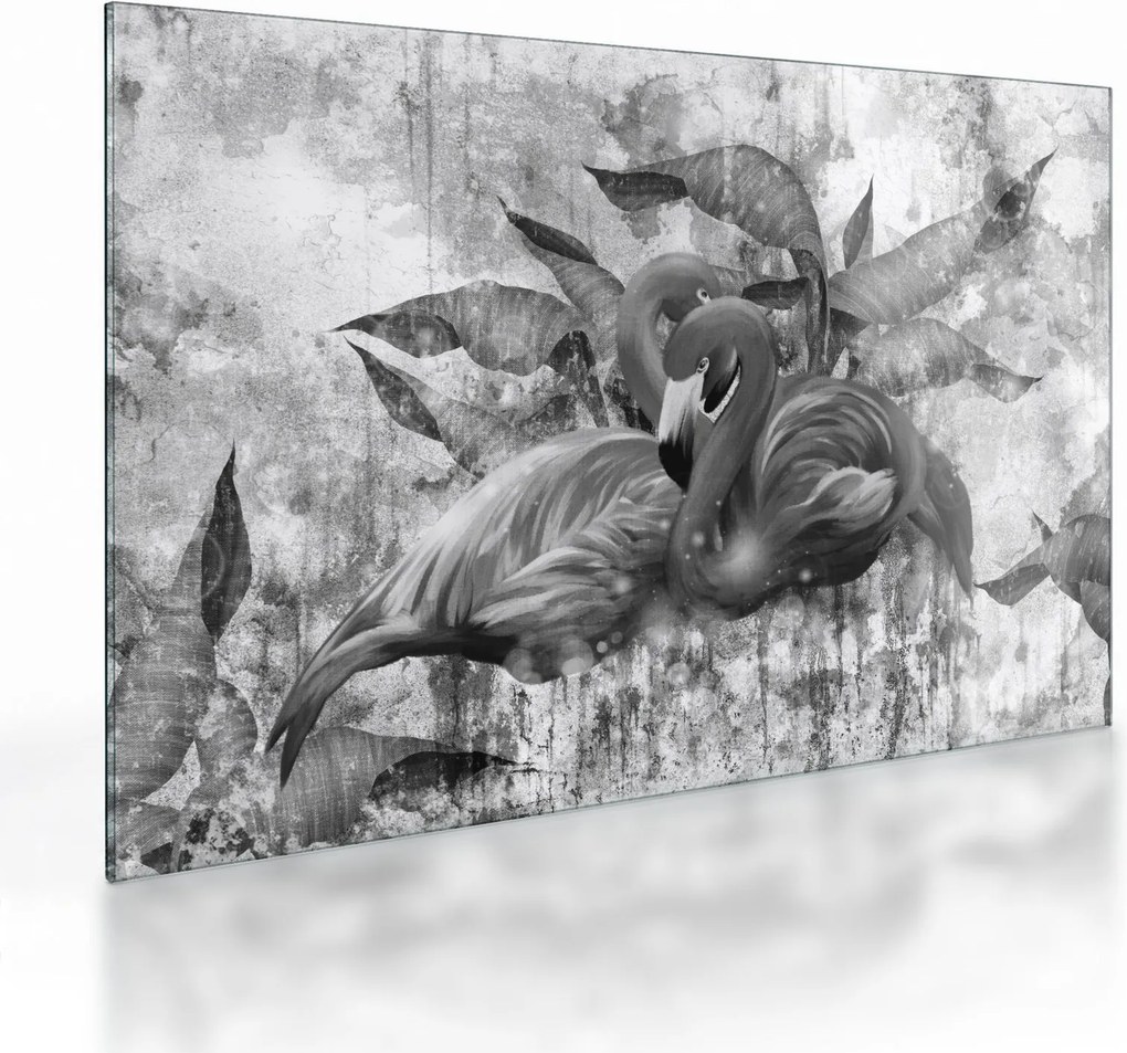 Obraz na szkle - Graffiti z flamingami (70x50 cm)