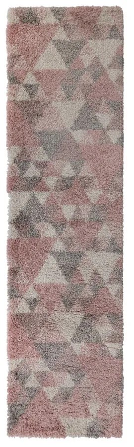 Różowo-szary chodnik Flair Rugs Nuru, 60x230 cm