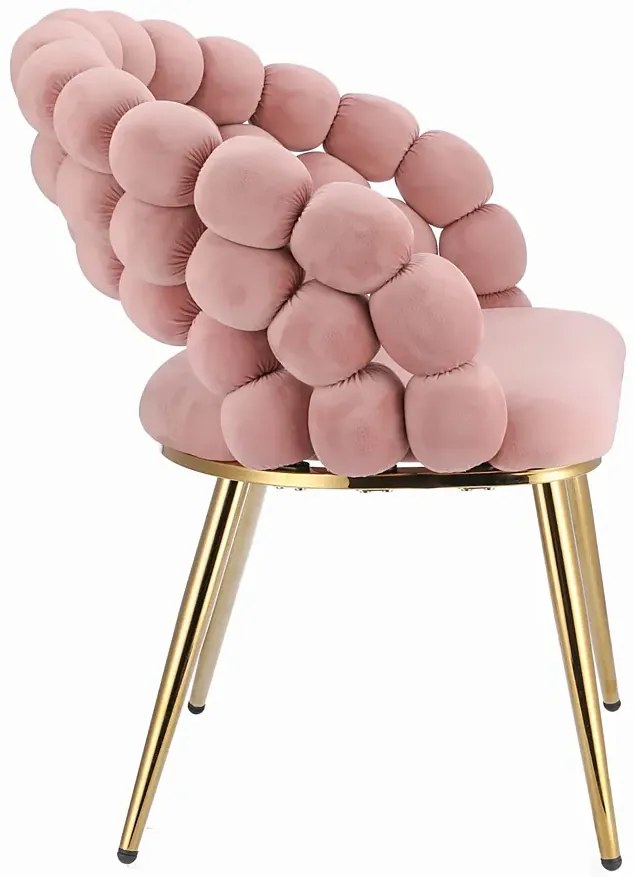 Różowe welurowe krzesło w stylu glamour - Waris