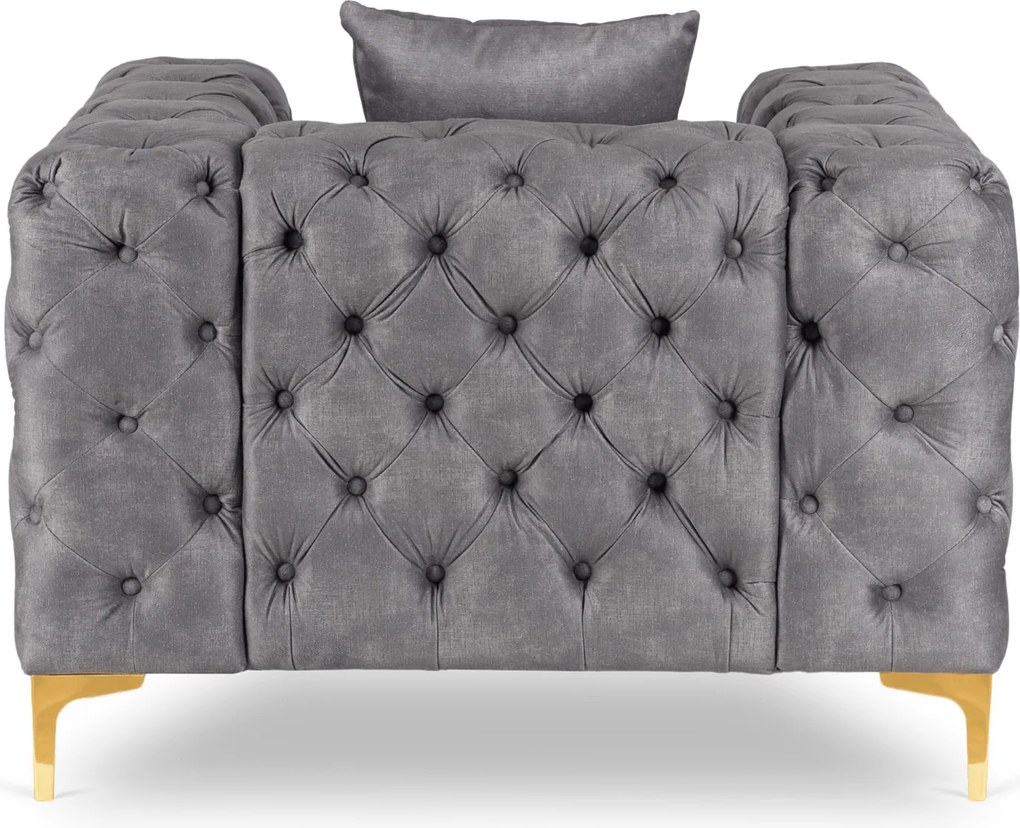 Fotel Wypoczynkowy SORRENTO 1S Szary Welurowy Nowoczesny Glamour