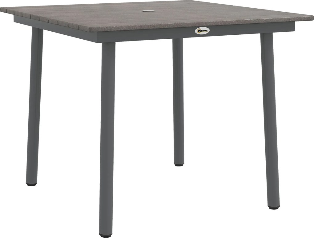 Outsunny Stół ogrodowy stół jadalniany stołówka na zewnątrz, odporny na warunki atmosferyczne, nowoczesny design, 90 x 90 x 75 cm, ciemnoszary