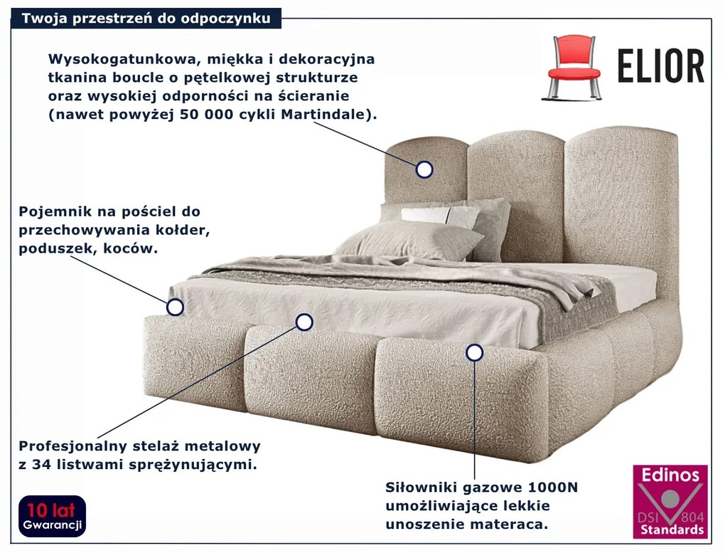 Beżowe łóżko tapicerowane chmurka 5 rozmiarów C1-H95