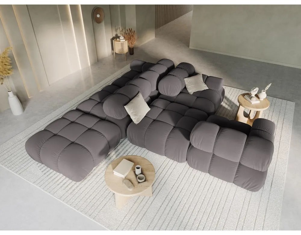 Ciemnoszara aksamitna sofa 282 cm Bellis – Micadoni Home