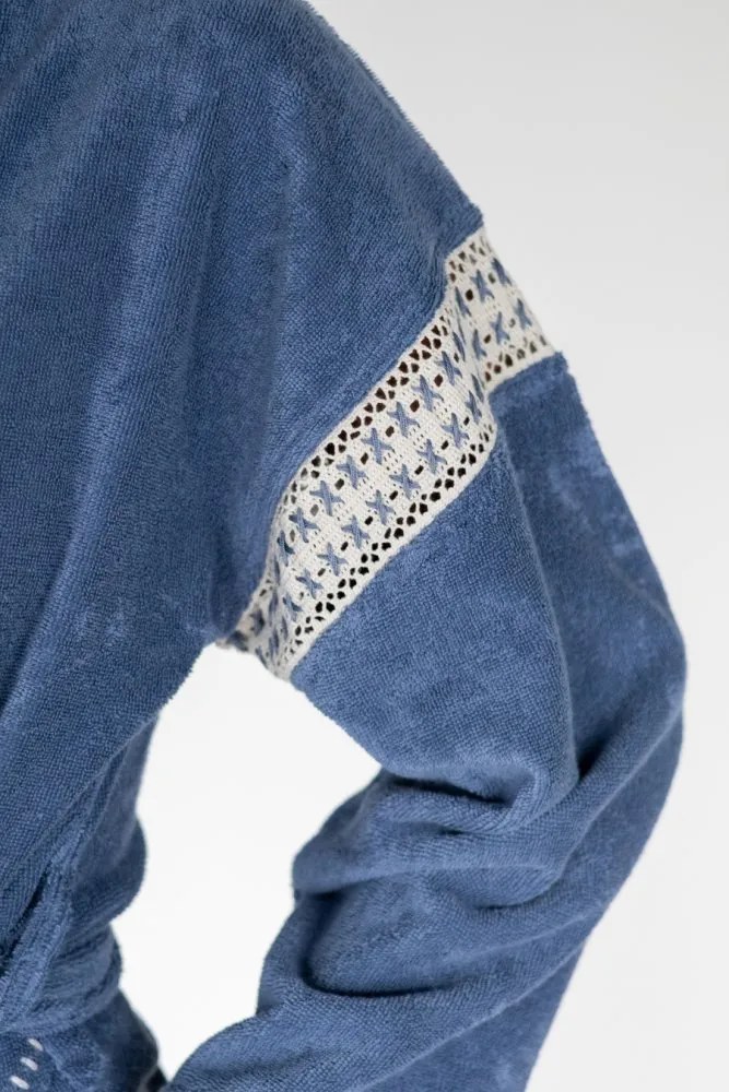 Krótki damski szlafrok VIVIAN L Niebieski