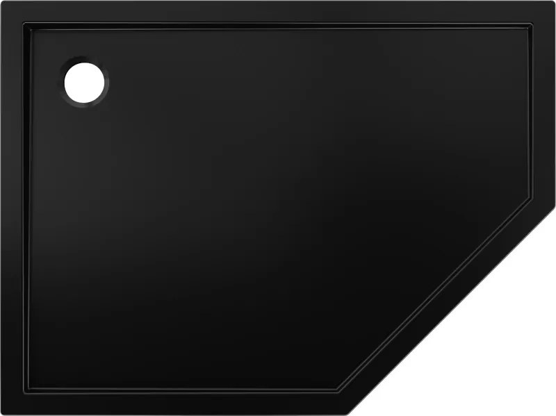 Mexen Flow brodzik pięciokątny slim lewy 100 x 80 cm, czarny mat - 46P708010L