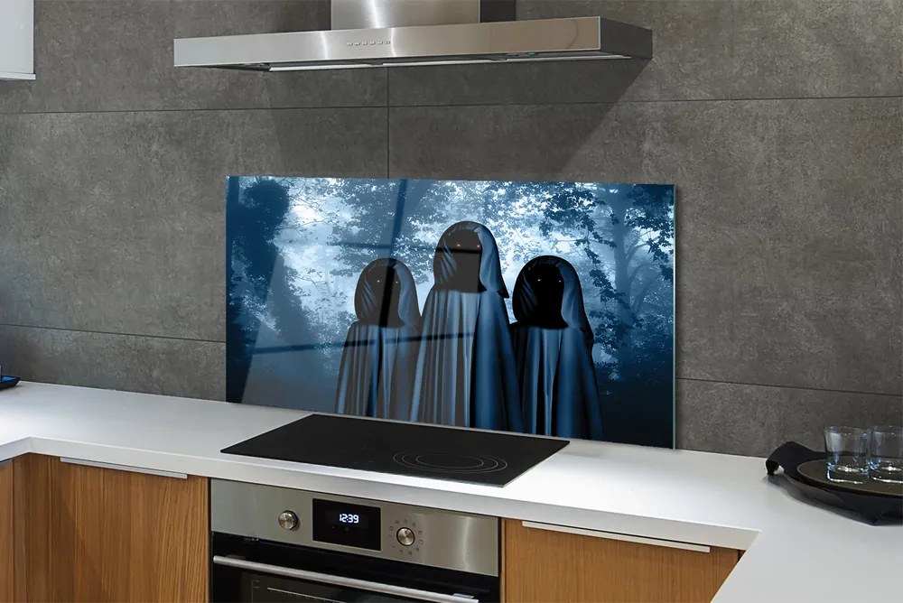 Szklany Panel Mroczny Las i Straszne Postacie