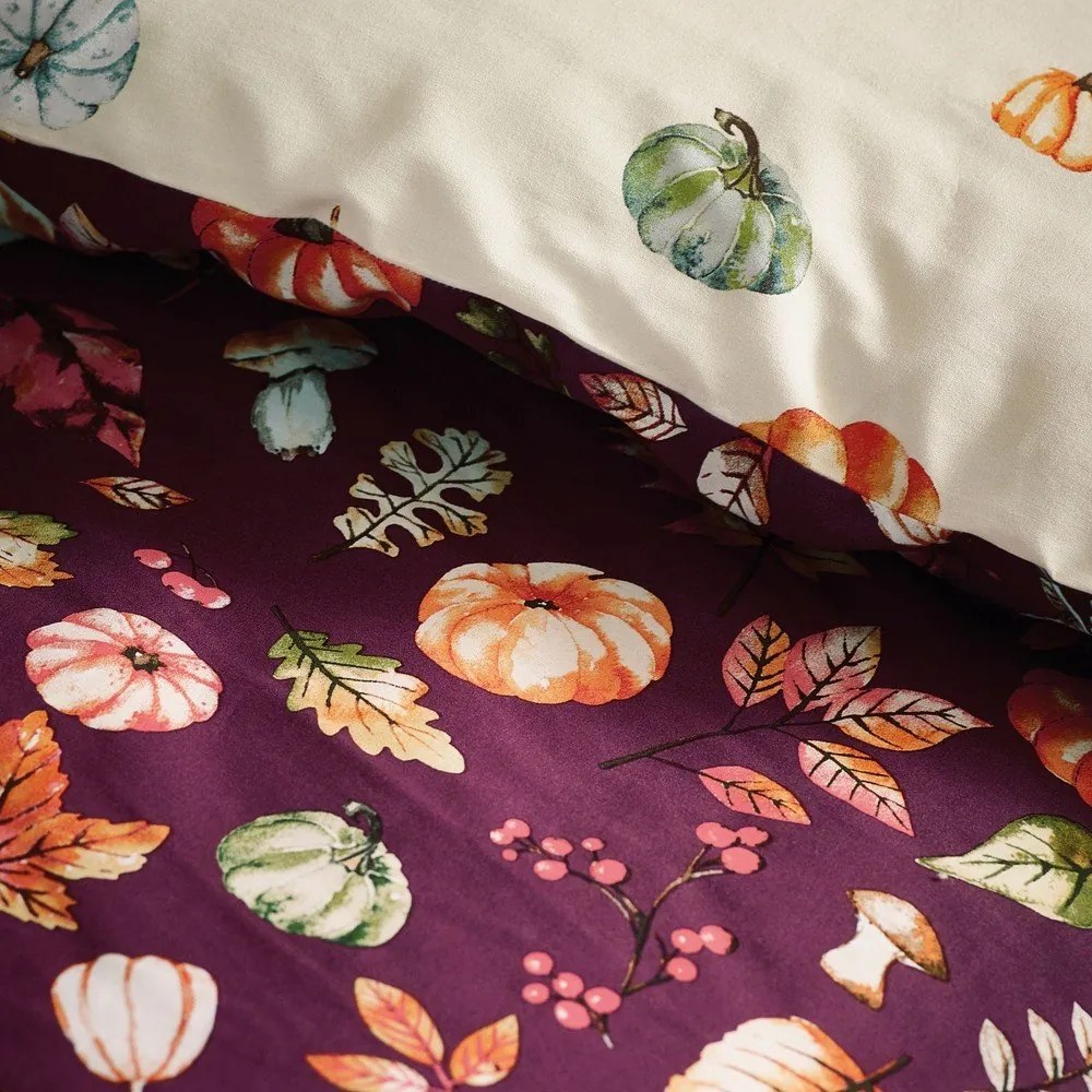 Fioletowa pościel dwuosobowa 230x220 cm Autumn Pumpkins – Catherine Lansfield